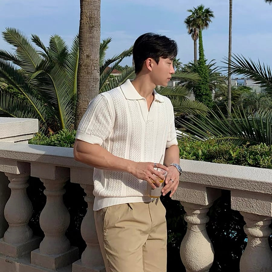 Breathable Knitted Polo T-Shirt