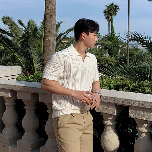 Breathable Knitted Polo T-Shirt