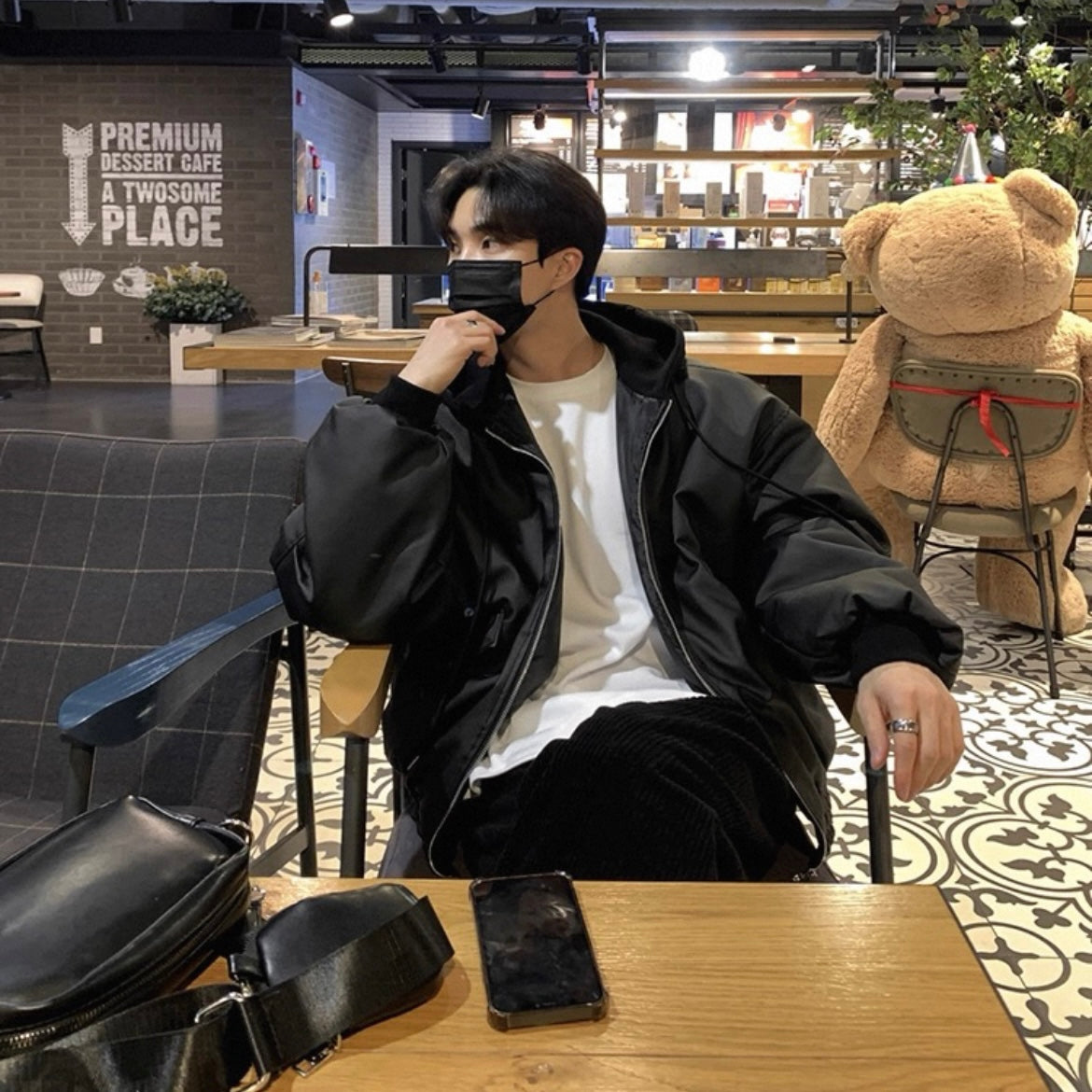 Trendy Hooded Leather Jacket