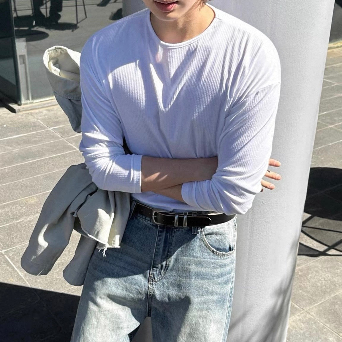 Minimal Ribbed Long Sleeve Tee