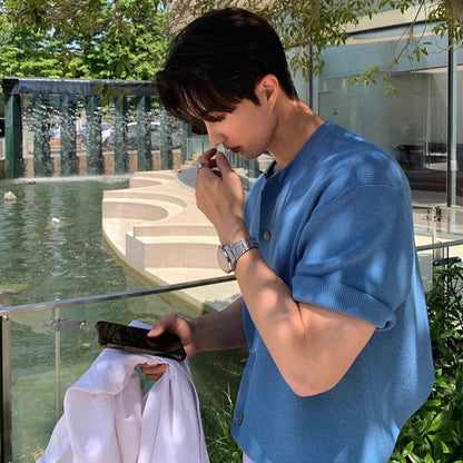 Korean Short-Sleeve Cardigan T-shirt
