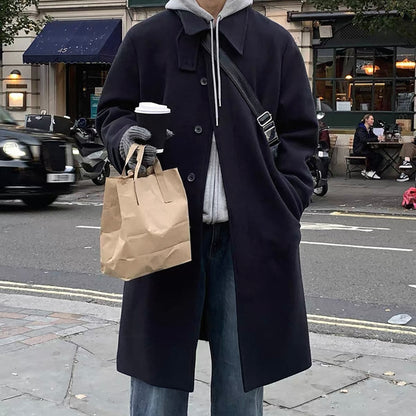 Knee-Length Wool Tweed Coat