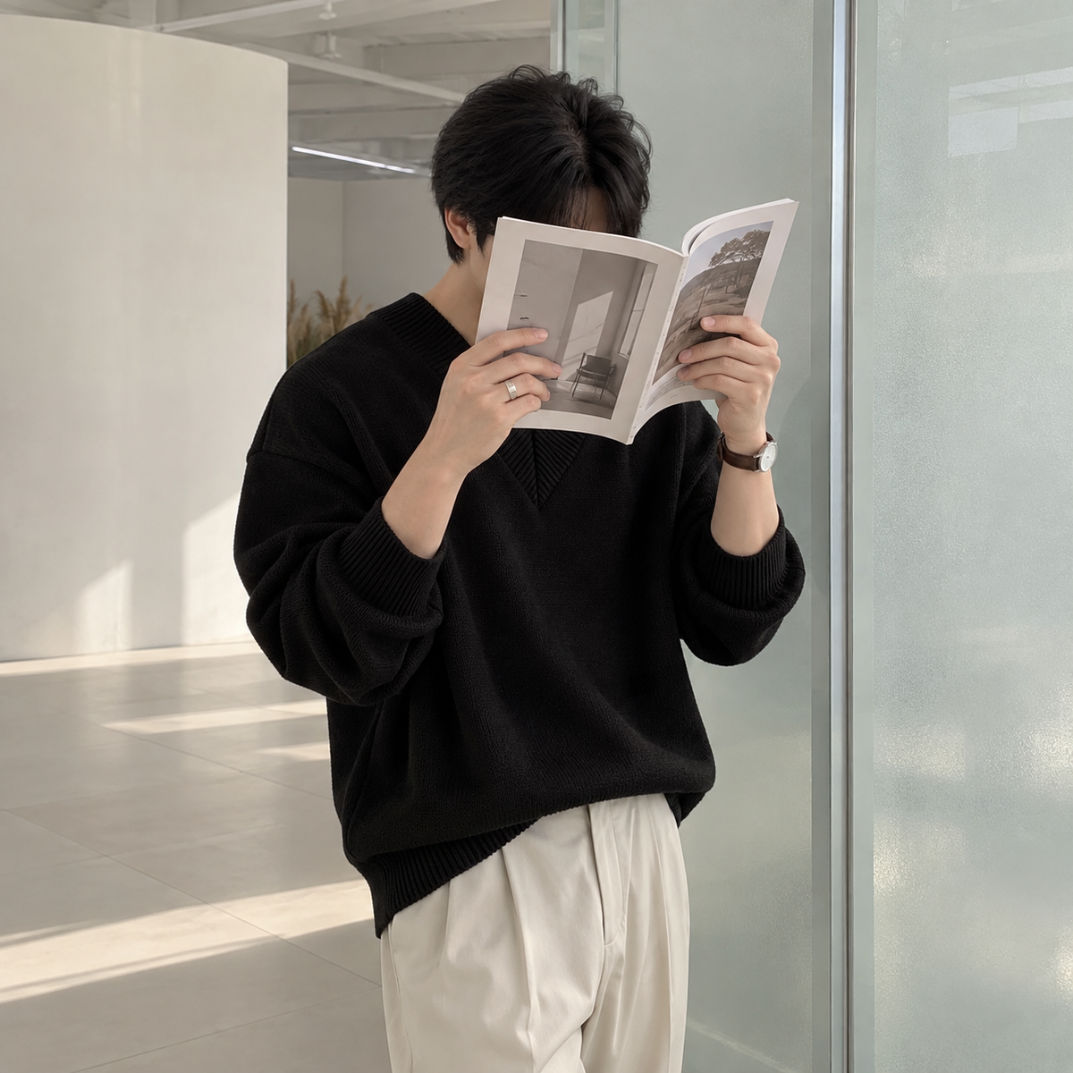 V-Neck Design Knit Sweater