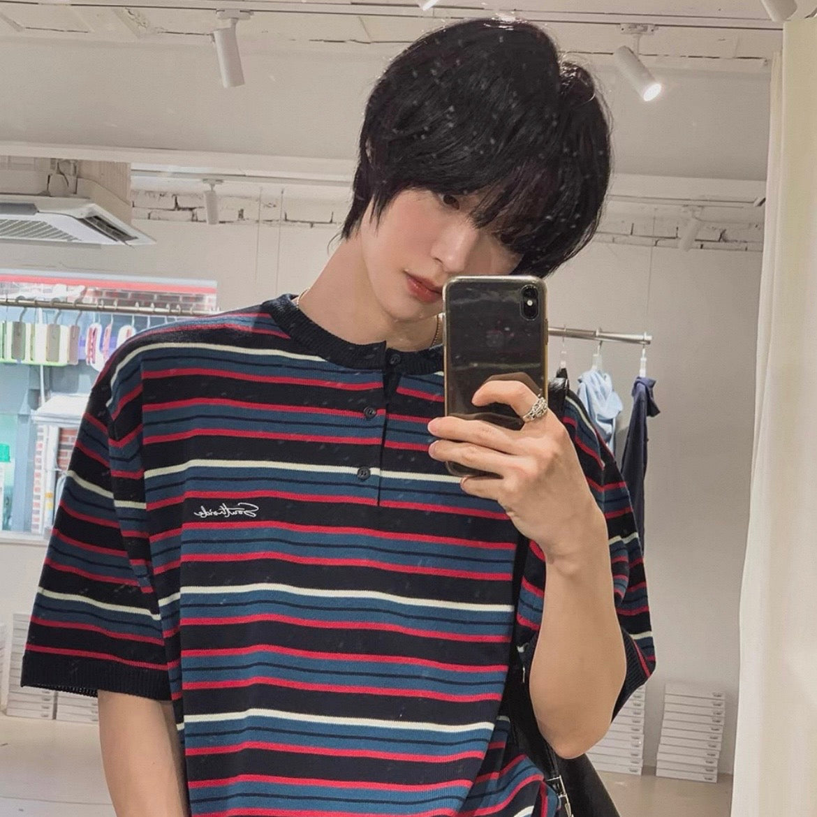 Retro Striped Henley T-Shirt