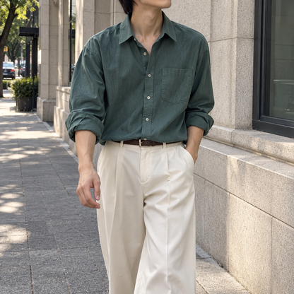 Handsome lapel simple long-sleeved knit