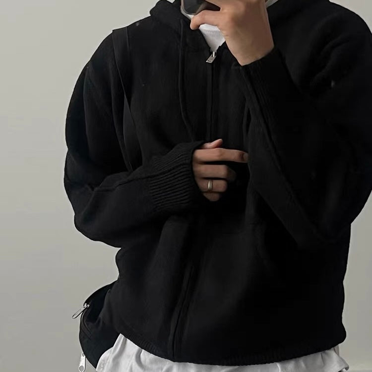 Ribbed Zip-Up Hoodie