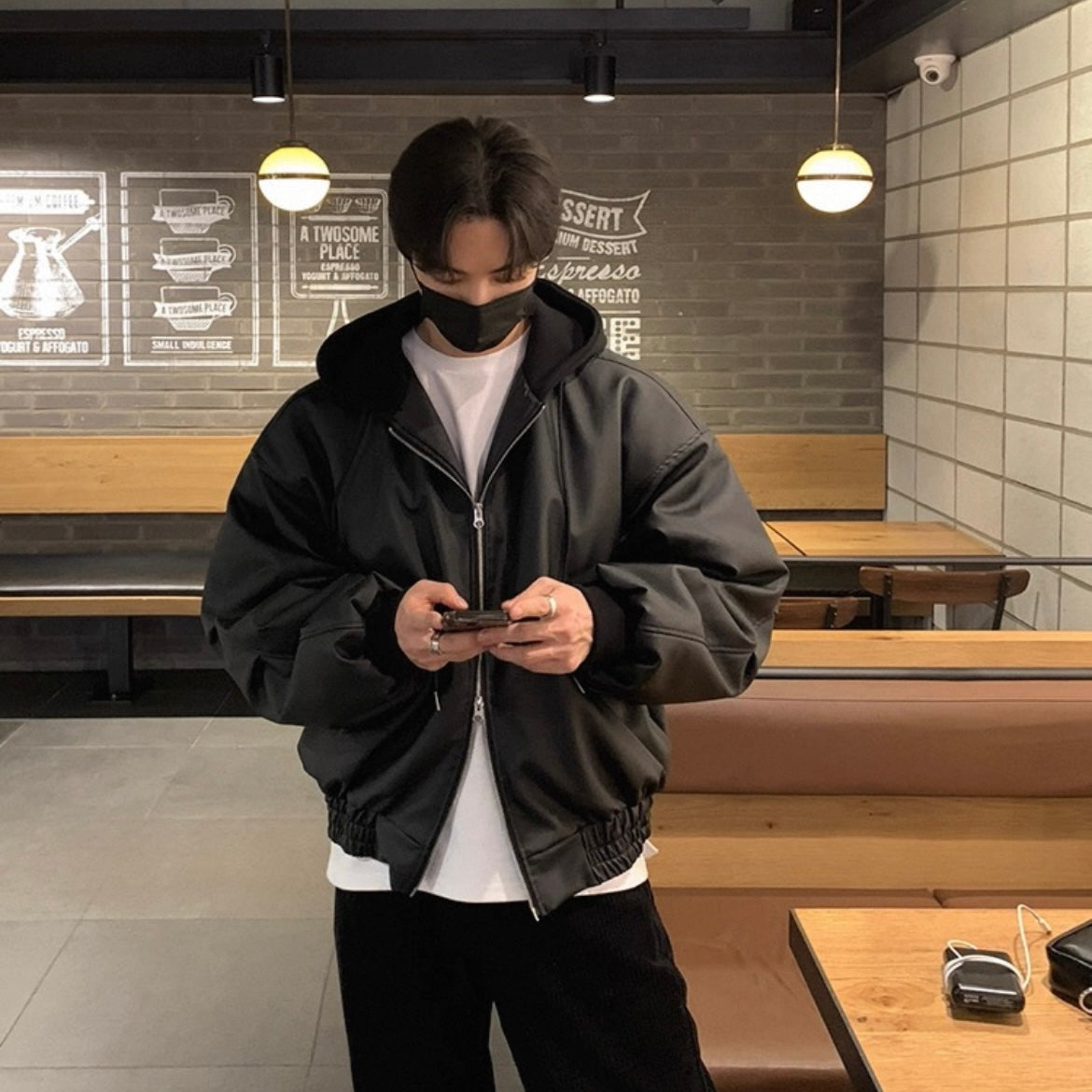 Trendy Hooded Leather Jacket