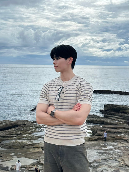 Casual Striped Knit T-Shirt