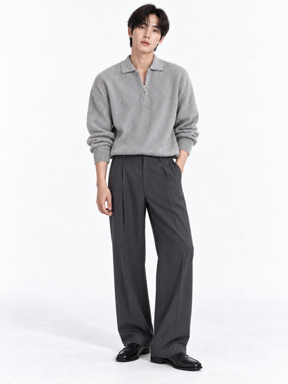 Half-Zip Lapel Knit Sweater