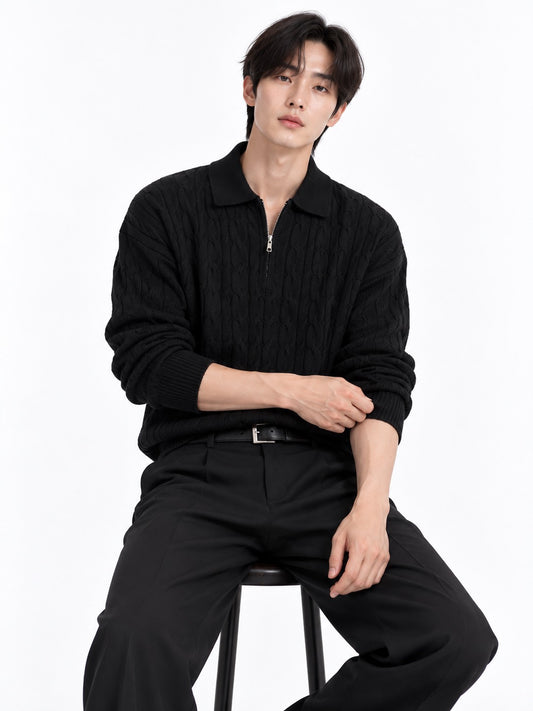 Model Zip Knit Sweater