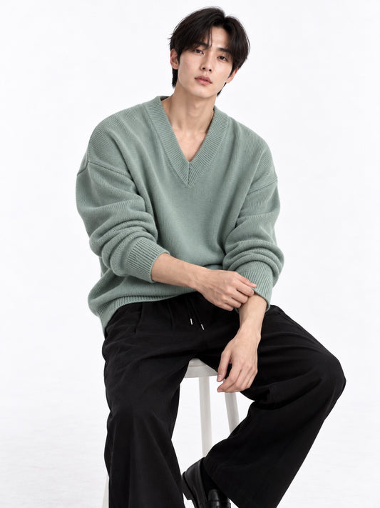 V-Neck Design Knit Sweater